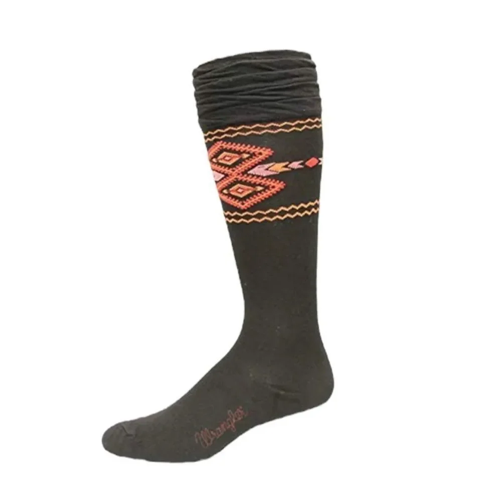 Wrangler Aztec Print Black Boot Socks,‎ NWT